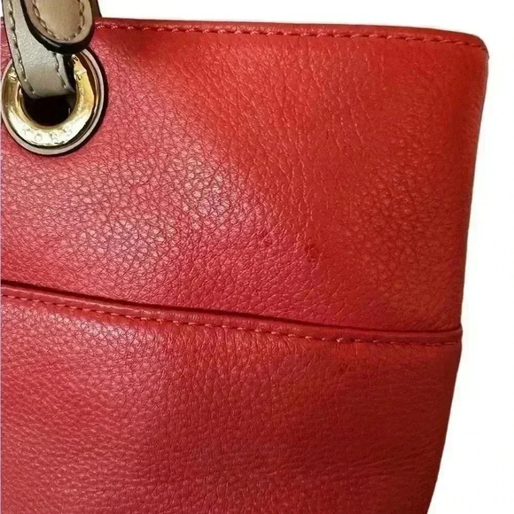 Michael Kors BEDFORD ITEM JET SET ZIP POCKET TOTE Coral & Tan - Picture 4 of 10